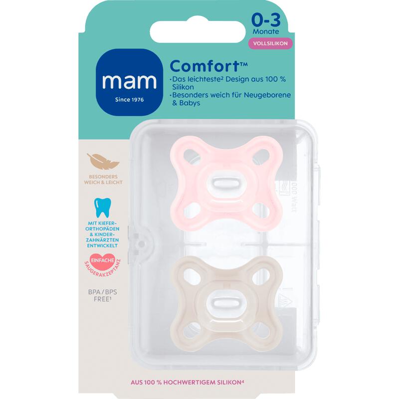 MAM Comfort Fopspeen 0-3 Maanden Roze 2 stuks