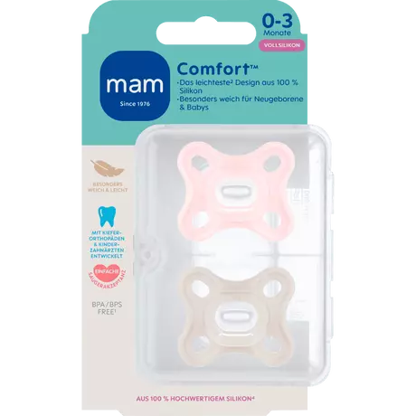 MAM Comfort Fopspeen 0-3 Maanden Roze 2 stuks