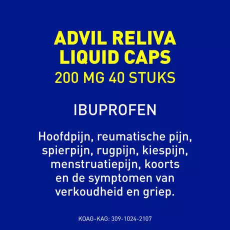 Advil Reliva Liquid 200 MG Ibuprofen voor Pijn en Koorts Capsules 40 stuks