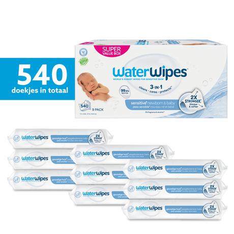 WaterWipes Billendoekjes Voordeeldoos 9 x 60 stuks