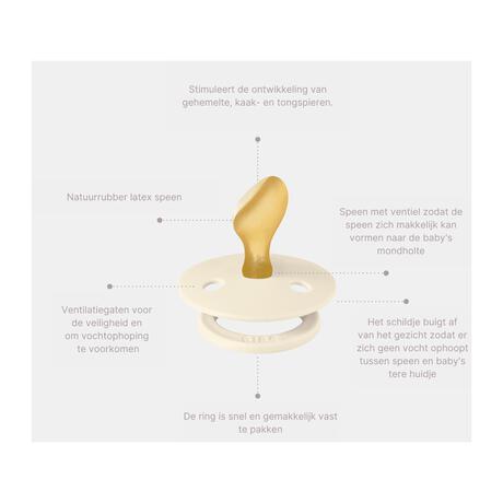 BIBS Anatomische Glow in the Dark Fopspeen 2 Pack Natuurlijk Rubber Sage/Rubber Maat 2