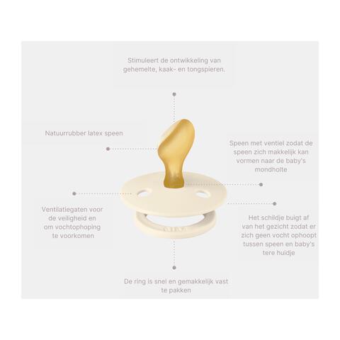 BIBS Anatomische Glow in the Dark Fopspeen 2 Pack Natuurlijk Rubber Sage/Rubber Maat 2