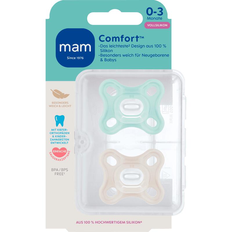 MAM Comfort Fopspeen 0-3 Maanden Beige 2 stuks