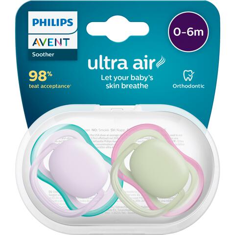 Philips Avent Fopspeen Ultra Air Day 0-6M Double Pack, mixed - SCF087/05