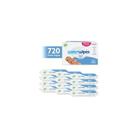 WaterWipes Billendoekjes Plasticvrij Gevoelige Huid Voordeeldoos 12x60 stuks