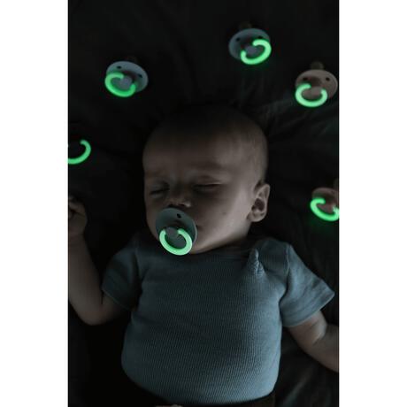 BIBS Glow in the dark Fopspeen Two Pack Natuurlijk Rubber Iron/Baby Blue Maat 2