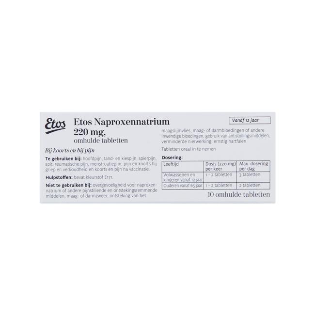 Etos Naproxennatrium 220 mg Omhulde Tabletten