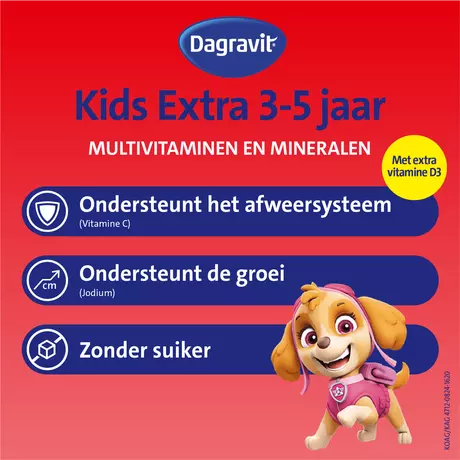 Dagravit Kids Multivitaminen kauwtabletten Xtra 3-5 jaar 60 stuks