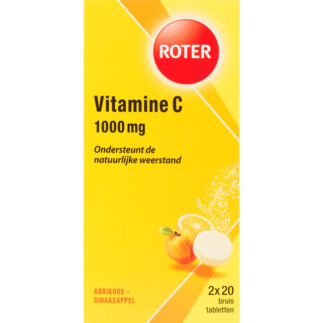 Roter Vitamine C Bruis 1000 mg Abrikoos-Sinaasappel 40 bruistabletten