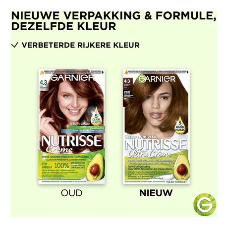 Garnier Nutrisse Crème Permanente Haarverf 4.3 Goud Middenbruin