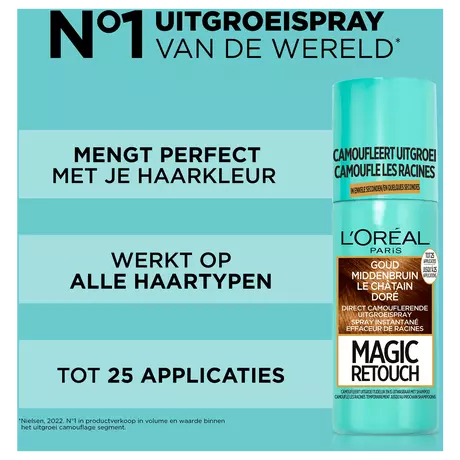 L'Oréal Paris Magic Retouch Camouflerende Uitgroeispray 10 Goud Bruin 75 ML