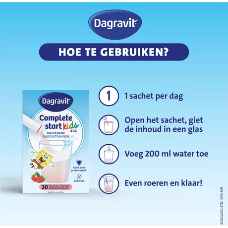 Dagravit Complete Start Kids Multivitamine Aardbei 30 stuks