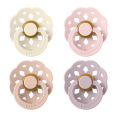 BIBS Boheme Fopspeen Rond Latex Maat 2 Ivory/Blush/Blossom/Lila 4 stuks