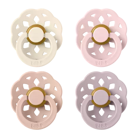 BIBS Boheme Fopspeen Rond Latex Maat 2 Ivory/Blush/Blossom/Lila 4 stuks