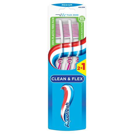 Aquafresh Clean & Flex Medium Tandenborstels 3 stuks
