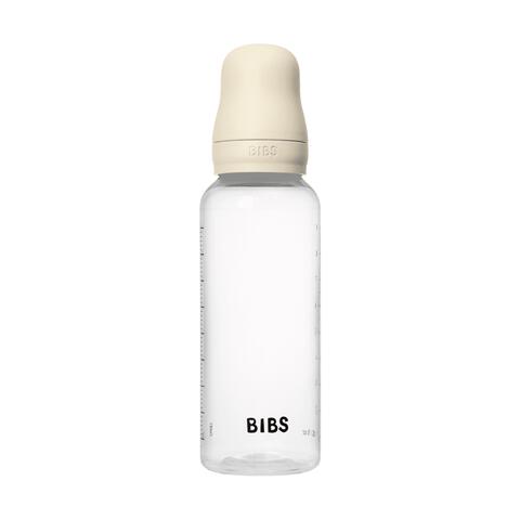 BIBS Babyfles 270 ML Ivory met Latex speen en opvouwbaar trechtertje