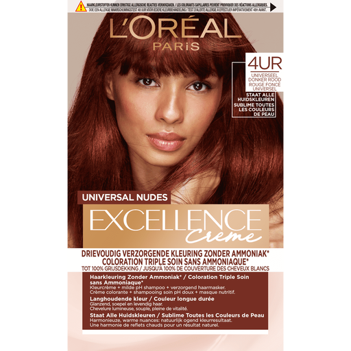 L'Oréal Paris Excellence Universal Nudes Permanente Haarverf 4UR Middenrood