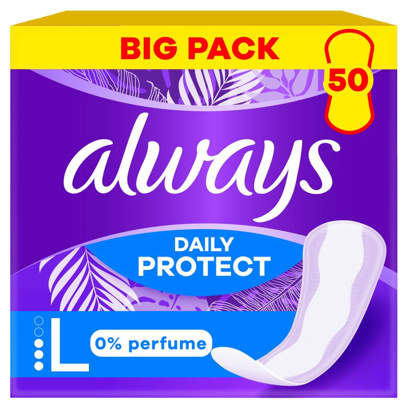 Always Inlegkruisjes Daily Protect 0% Perfume Long Big Pack 50 stuks