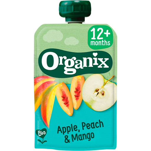 Organix Bio Knijpfruit Appel Perzik Mango 12+ Maanden 100 gram