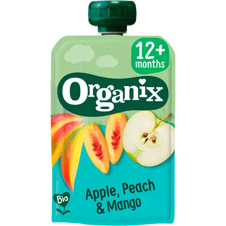 Organix Bio Knijpfruit Appel Perzik Mango 12+ Maanden 100 gram
