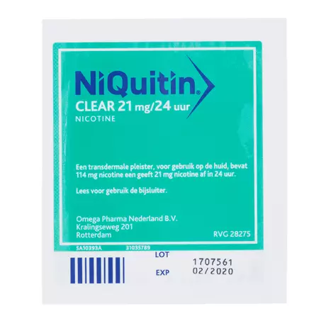 NiQuitin Clear Pleisters 21 mg Stoppen met roken