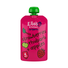 Ella's Kitchen Aardbeien Rabarber Appels Bio Knijpfruit 4+ Maanden 120 GR