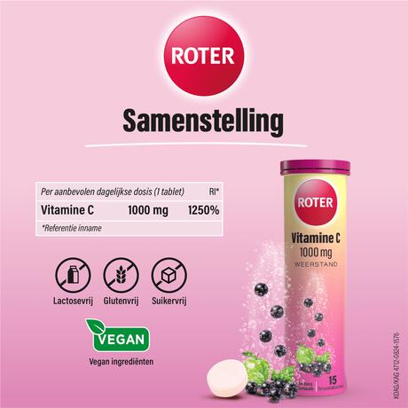 Roter Vitamine C 1000mg Bruistabletten Appel/Zwarte Bes 15 stuks