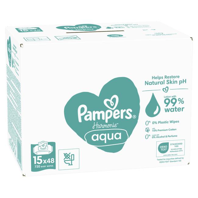Pampers Harmonie Aqua Billendoekjes 15x48 Stuks