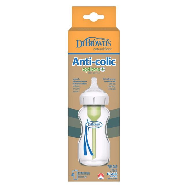 Dr. Brown’s Anti-Colic Brede Halsfles Glas 270 ML