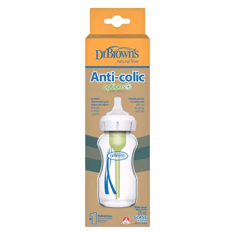 Dr. Brown’s Options+ Anti-Colic Brede Halsfles Glas 270 ML