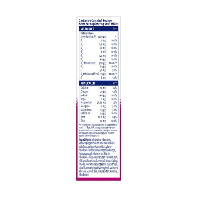 Davitamon Compleet Zwanger met Extra Foliumzuur en Vitamine D3 60 Tabletten