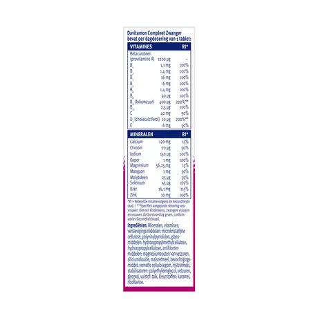 Compleet Zwanger met Extra Foliumzuur Vitamine D3 Tabletten 60 stuks