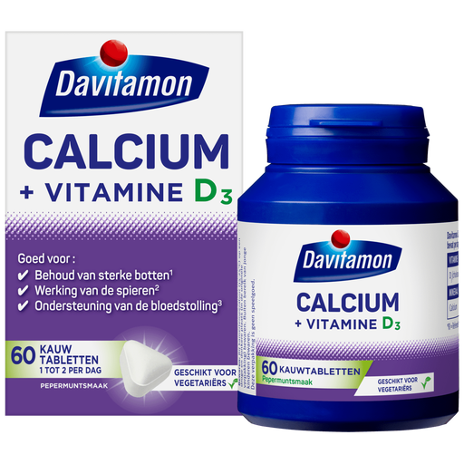 Davitamon Calcium met Vitamine D3 Mint Kauwtabletten 60 stuks