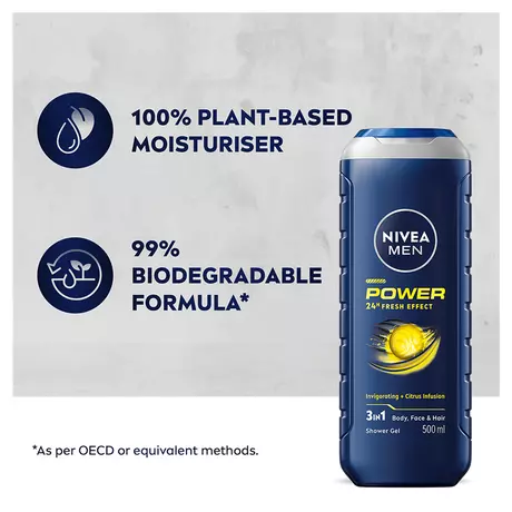 NIVEA MEN Power Fresh 3-In-1 Douchegel & Shampoo 250 ML