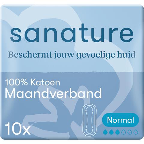 Sanature 100% Katoenen Maandverband Ultra Normaal Zonder Vleugels 10 stuks
