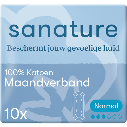 Sanature 100% Katoenen Maandverband Ultra Normaal Zonder Vleugels 10 stuks