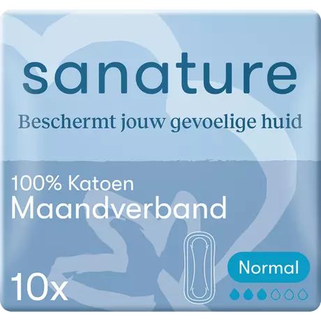 Sanature 100% Katoenen Maandverband Ultra Normaal Zonder Vleugels 10 stuks