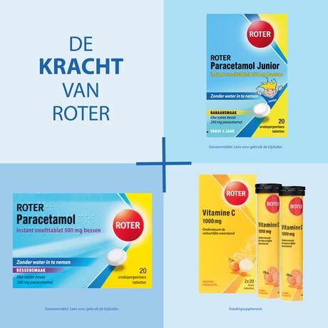 Roter Paracetamol smelttablet 250 mg Junior 20 tabletten