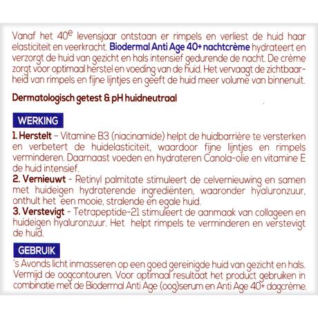 Biodermal Anti Age 40+ Nachtcrème 50 ML
