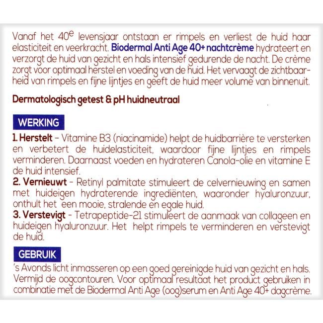 Biodermal Anti Age 40+ Nachtcrème 50 ML