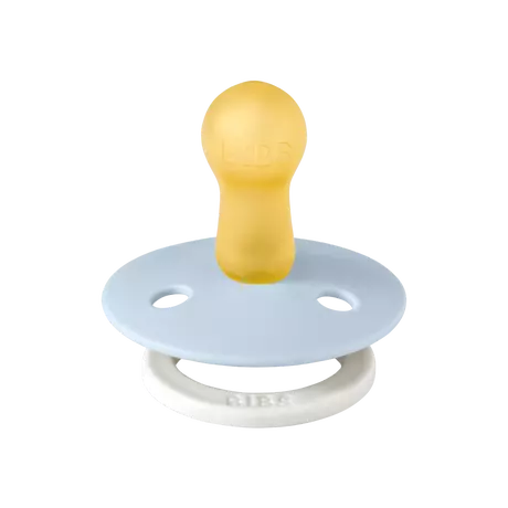 BIBS Glow In The Dark Fopspeen Rond Latex Maat 2 Iron/Baby Blue 2 stuks