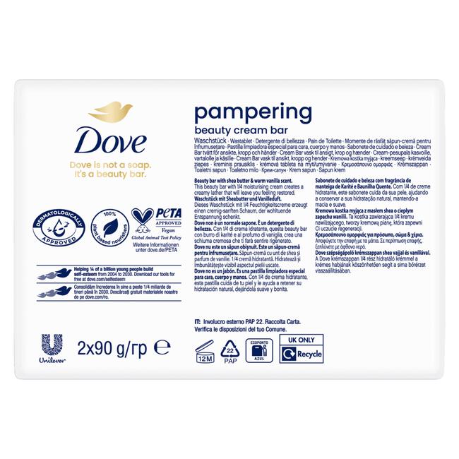 Dove Beauty Cream Sheabutter & Vanille Handzeep Bar 2 x 90 GR