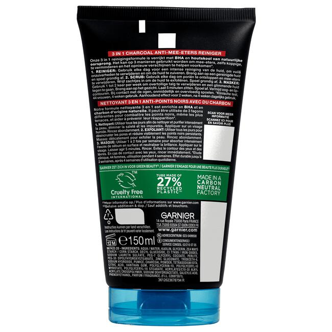 Garnier PureActive 3-in-1 Gezichtsreiniger Charcoal 150 ML