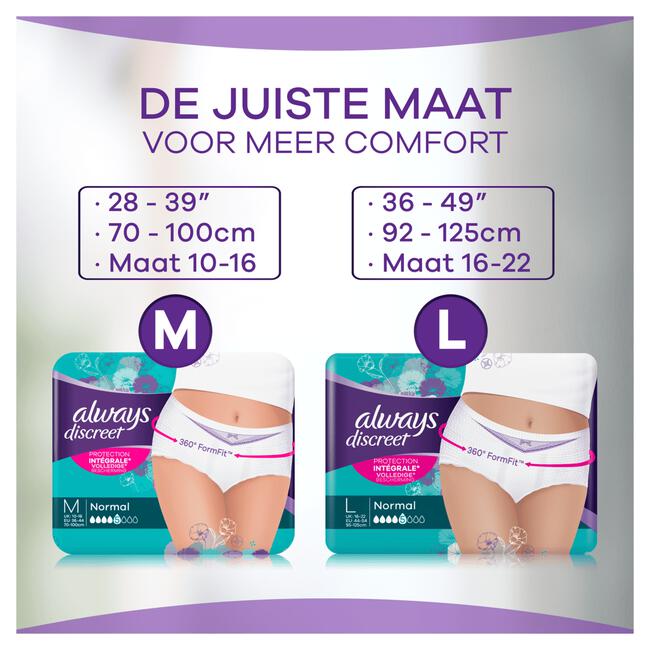 Always Discreet Broekjes Voor Urineverlies Voor Dames Normal maat M x12