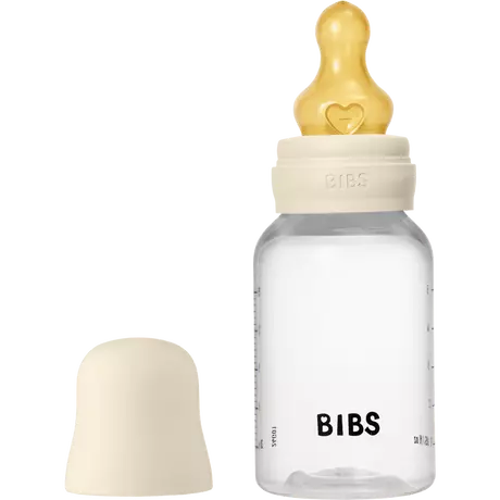 BIBS Babyfles Slow Flow Latex Ivory incl. opvouwbaar trechtertje 150 ML