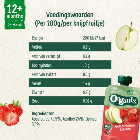 Organix Bio Knijpfruit Appel, Aardbei, Quinoa