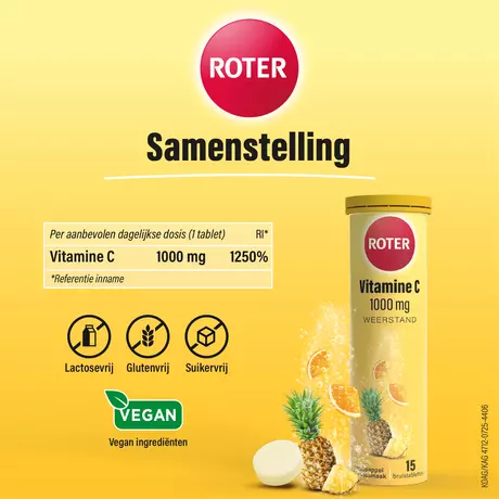 Roter Vitamine C 1000 MG Sinaasappel Ananas Bruistabletten 15 stuks