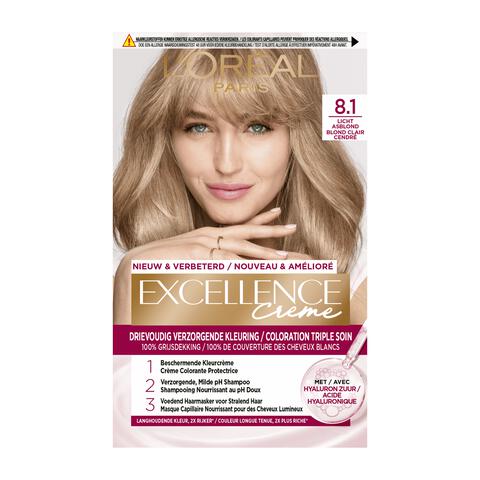 L'Oréal Paris Excellence Crème Verzorgende Crèmekleuring 8.1 Licht Asblond