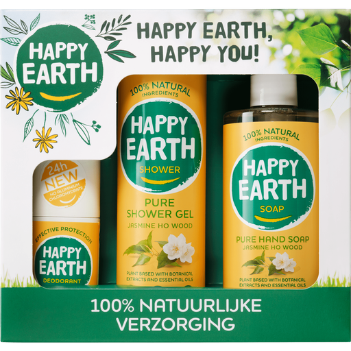 Happy Earth Giftset Jasmine Ho Wood Deo, Douchegel, Handzeep