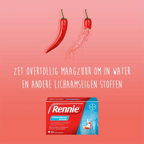 Rennie Pepermunt Kauwtabletten Bij Brandend Maagzuur 96 stuks